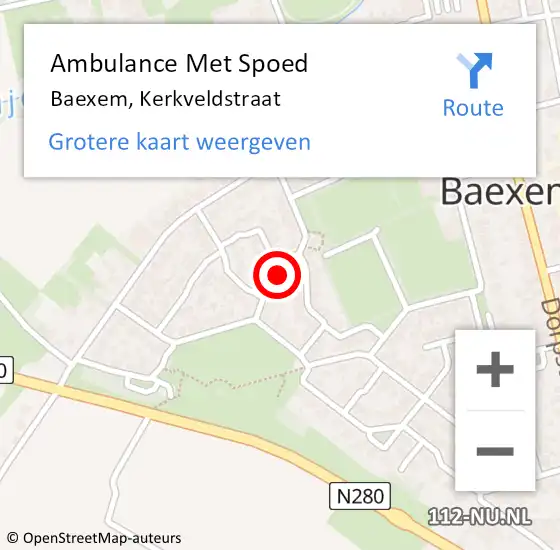 Locatie op kaart van de 112 melding: Ambulance Met Spoed Naar Baexem, Kerkveldstraat op 27 oktober 2024 12:07