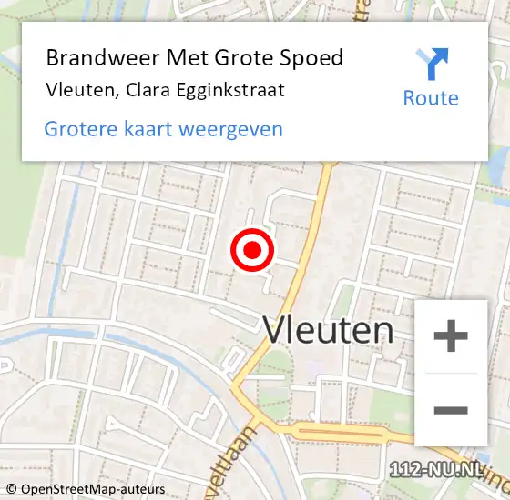 Locatie op kaart van de 112 melding: Brandweer Met Grote Spoed Naar Vleuten, Clara Egginkstraat op 27 oktober 2024 12:10