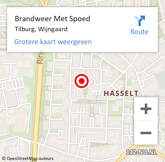 Locatie op kaart van de 112 melding: Brandweer Met Spoed Naar Tilburg, Wijngaard op 27 oktober 2024 12:12