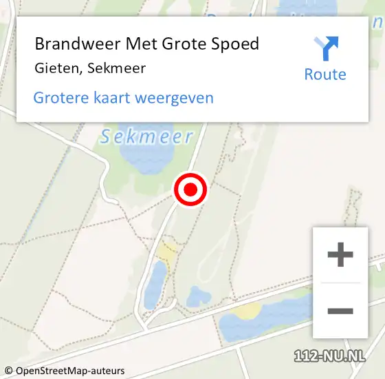 Locatie op kaart van de 112 melding: Brandweer Met Grote Spoed Naar Gieten, Sekmeer op 27 oktober 2024 12:27