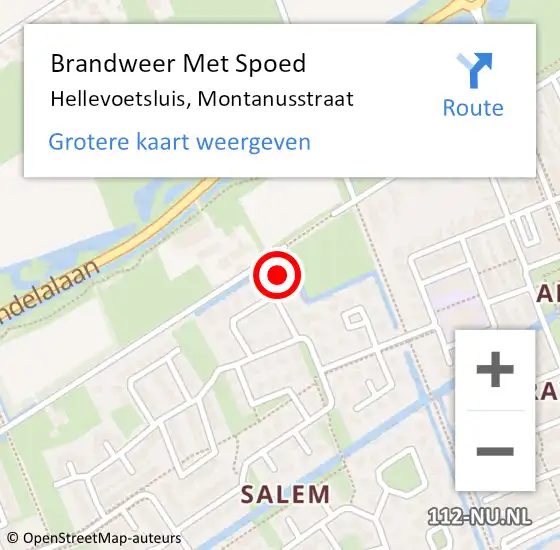 Locatie op kaart van de 112 melding: Brandweer Met Spoed Naar Hellevoetsluis, Montanusstraat op 27 oktober 2024 12:40