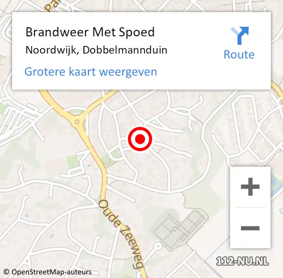 Locatie op kaart van de 112 melding: Brandweer Met Spoed Naar Noordwijk, Dobbelmannduin op 27 oktober 2024 13:07