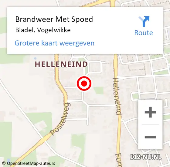 Locatie op kaart van de 112 melding: Brandweer Met Spoed Naar Bladel, Vogelwikke op 27 oktober 2024 13:19