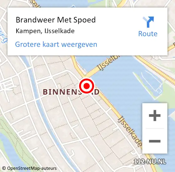 Locatie op kaart van de 112 melding: Brandweer Met Spoed Naar Kampen, IJsselkade op 27 oktober 2024 13:32