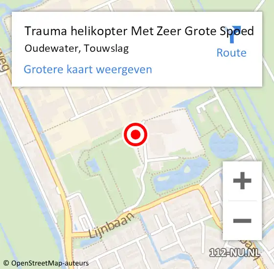 Locatie op kaart van de 112 melding: Trauma helikopter Met Zeer Grote Spoed Naar Oudewater, Touwslag op 27 oktober 2024 13:35