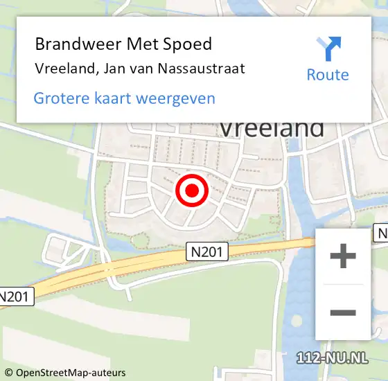 Locatie op kaart van de 112 melding: Brandweer Met Spoed Naar Vreeland, Jan van Nassaustraat op 27 oktober 2024 13:38