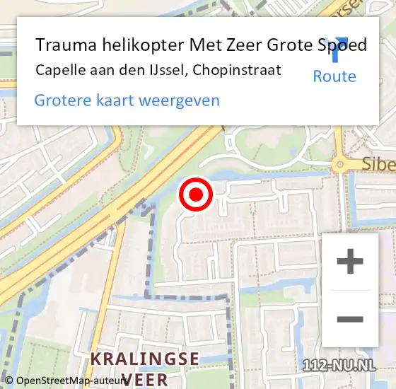 Locatie op kaart van de 112 melding: Trauma helikopter Met Zeer Grote Spoed Naar Capelle aan den IJssel, Chopinstraat op 27 oktober 2024 13:40