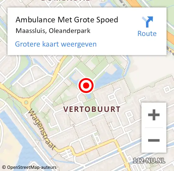 Locatie op kaart van de 112 melding: Ambulance Met Grote Spoed Naar Maassluis, Oleanderpark op 27 oktober 2024 13:53