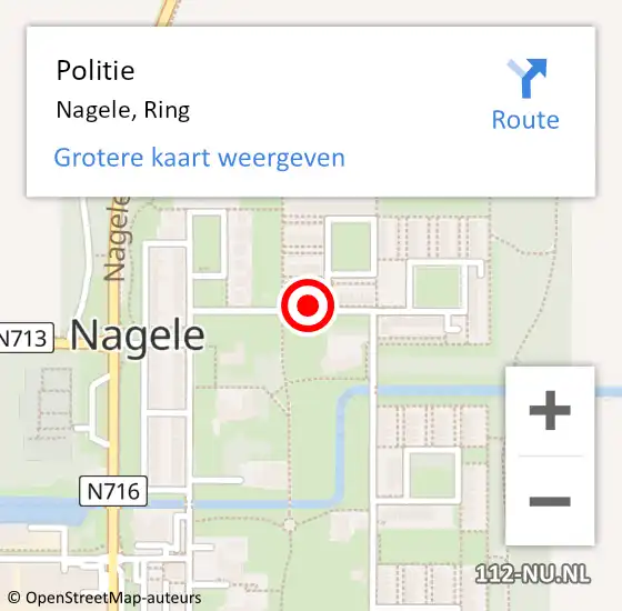 Locatie op kaart van de 112 melding: Politie Nagele, Ring op 27 oktober 2024 13:56