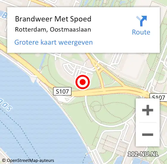 Locatie op kaart van de 112 melding: Brandweer Met Spoed Naar Rotterdam, Oostmaaslaan op 27 oktober 2024 14:01