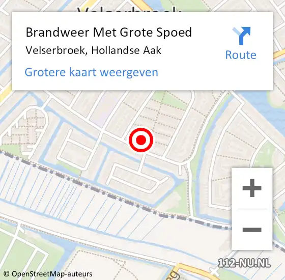 Locatie op kaart van de 112 melding: Brandweer Met Grote Spoed Naar Velserbroek, Hollandse Aak op 27 oktober 2024 14:11