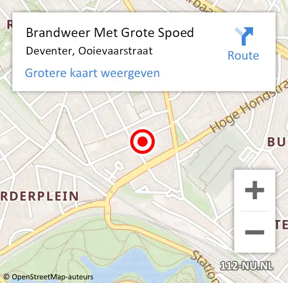 Locatie op kaart van de 112 melding: Brandweer Met Grote Spoed Naar Deventer, Ooievaarstraat op 27 oktober 2024 14:16