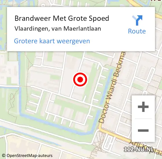 Locatie op kaart van de 112 melding: Brandweer Met Grote Spoed Naar Vlaardingen, van Maerlantlaan op 27 oktober 2024 14:17