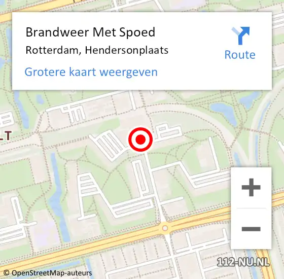 Locatie op kaart van de 112 melding: Brandweer Met Spoed Naar Rotterdam, Hendersonplaats op 27 oktober 2024 14:31