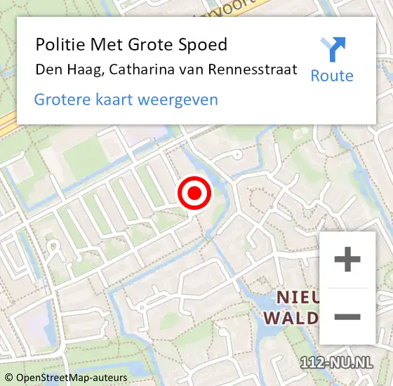 Locatie op kaart van de 112 melding: Politie Met Grote Spoed Naar Den Haag, Catharina van Rennesstraat op 27 oktober 2024 14:43