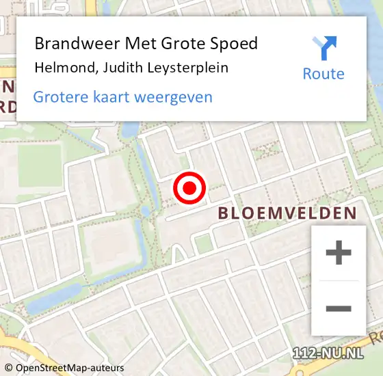 Locatie op kaart van de 112 melding: Brandweer Met Grote Spoed Naar Helmond, Judith Leysterplein op 27 oktober 2024 14:45