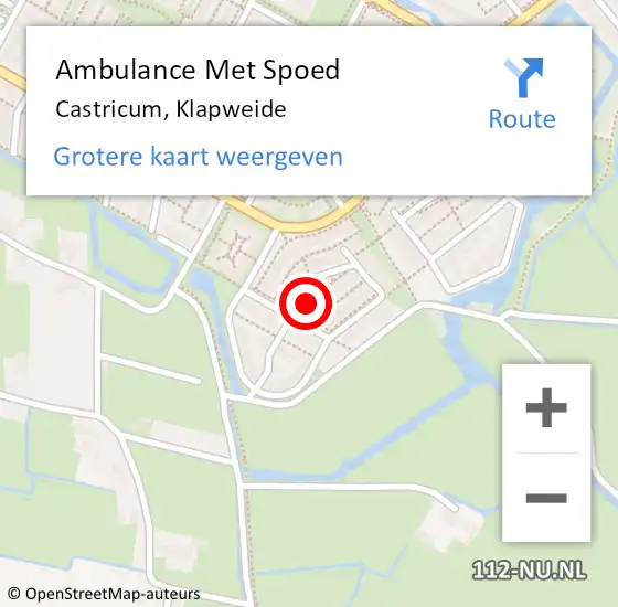 Locatie op kaart van de 112 melding: Ambulance Met Spoed Naar Castricum, Klapweide op 27 oktober 2024 14:47