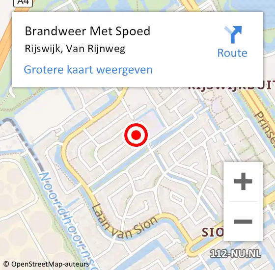 Locatie op kaart van de 112 melding: Brandweer Met Spoed Naar Rijswijk, Van Rijnweg op 27 oktober 2024 15:24