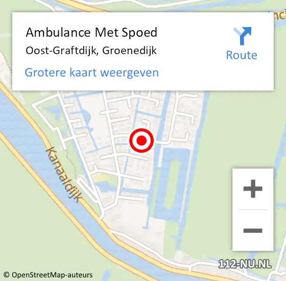 Locatie op kaart van de 112 melding: Ambulance Met Spoed Naar Oost-Graftdijk, Groenedijk op 27 oktober 2024 15:25