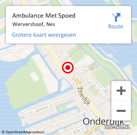 Locatie op kaart van de 112 melding: Ambulance Met Spoed Naar Wervershoof, Nes op 27 oktober 2024 15:26