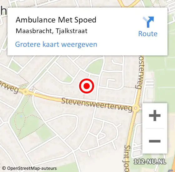 Locatie op kaart van de 112 melding: Ambulance Met Spoed Naar Maasbracht, Tjalkstraat op 27 oktober 2024 15:34