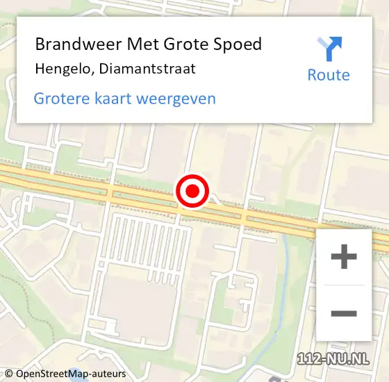 Locatie op kaart van de 112 melding: Brandweer Met Grote Spoed Naar Hengelo, Diamantstraat op 27 oktober 2024 15:42