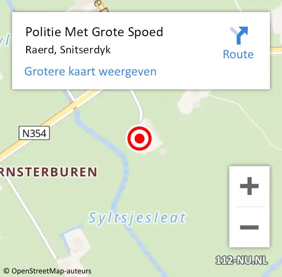 Locatie op kaart van de 112 melding: Politie Met Grote Spoed Naar Raerd, Snitserdyk op 27 oktober 2024 15:43