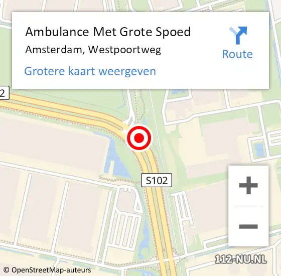 Locatie op kaart van de 112 melding: Ambulance Met Grote Spoed Naar Amsterdam, Westpoortweg op 24 oktober 2014 22:10