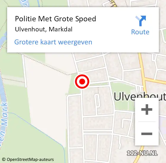 Locatie op kaart van de 112 melding: Politie Met Grote Spoed Naar Ulvenhout, Markdal op 27 oktober 2024 16:44