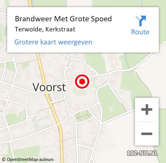 Locatie op kaart van de 112 melding: Brandweer Met Grote Spoed Naar Terwolde, Kerkstraat op 27 oktober 2024 16:48