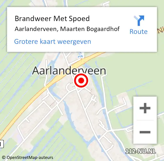 Locatie op kaart van de 112 melding: Brandweer Met Spoed Naar Aarlanderveen, Maarten Bogaardhof op 27 oktober 2024 16:56