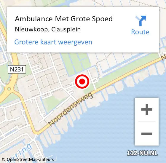 Locatie op kaart van de 112 melding: Ambulance Met Grote Spoed Naar Nieuwkoop, Clausplein op 27 oktober 2024 17:02