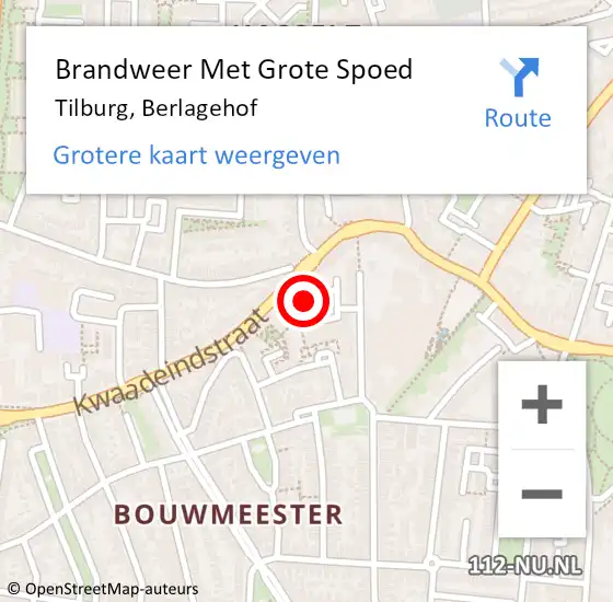 Locatie op kaart van de 112 melding: Brandweer Met Grote Spoed Naar Tilburg, Berlagehof op 27 oktober 2024 17:19