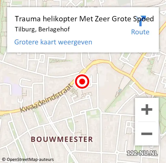 Locatie op kaart van de 112 melding: Trauma helikopter Met Zeer Grote Spoed Naar Tilburg, Berlagehof op 27 oktober 2024 17:20