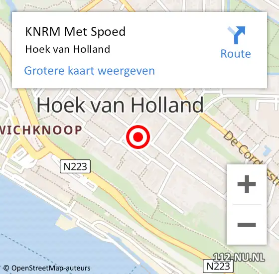 Locatie op kaart van de 112 melding: KNRM Met Spoed Naar Hoek van Holland op 27 oktober 2024 17:20