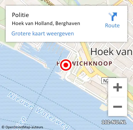 Locatie op kaart van de 112 melding: Politie Hoek van Holland, Berghaven op 27 oktober 2024 17:24