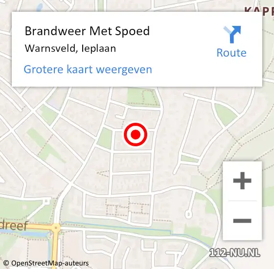 Locatie op kaart van de 112 melding: Brandweer Met Spoed Naar Warnsveld, Ieplaan op 27 oktober 2024 17:25