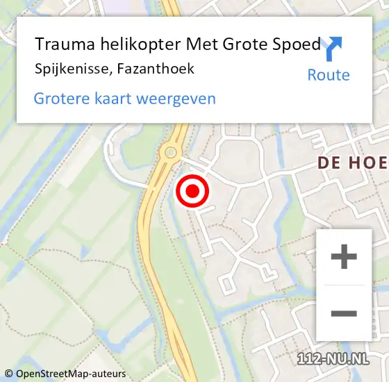 Locatie op kaart van de 112 melding: Trauma helikopter Met Grote Spoed Naar Spijkenisse, Fazanthoek op 27 oktober 2024 17:44