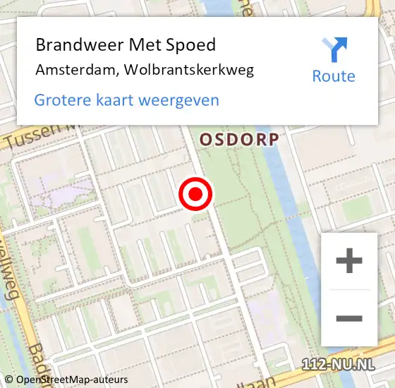 Locatie op kaart van de 112 melding: Brandweer Met Spoed Naar Amsterdam, Wolbrantskerkweg op 27 oktober 2024 18:05