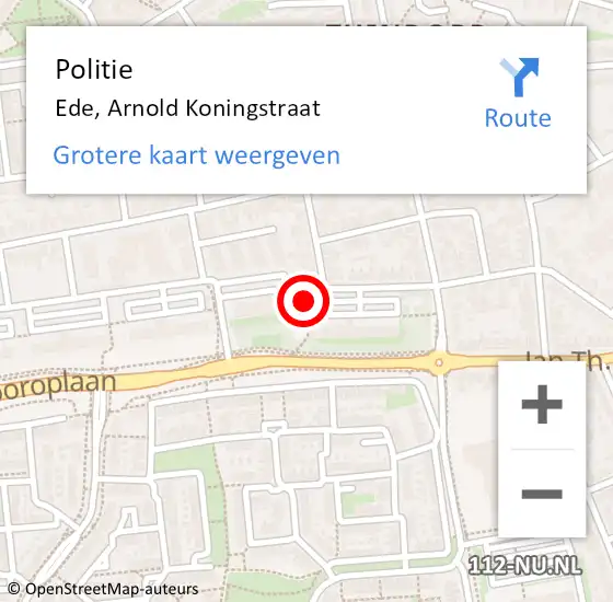 Locatie op kaart van de 112 melding: Politie Ede, Arnold Koningstraat op 27 oktober 2024 18:19