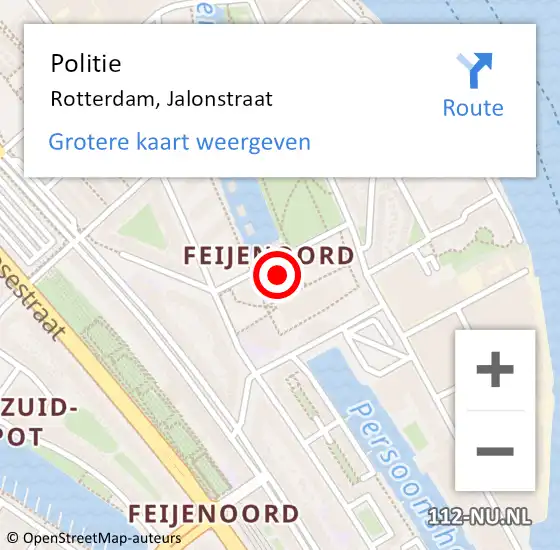 Locatie op kaart van de 112 melding: Politie Rotterdam, Jalonstraat op 27 oktober 2024 18:19