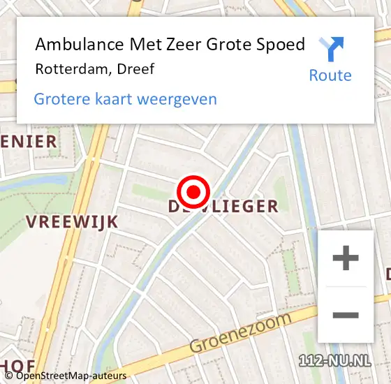 Locatie op kaart van de 112 melding: Ambulance Met Zeer Grote Spoed Naar Rotterdam, Dreef op 27 oktober 2024 18:44