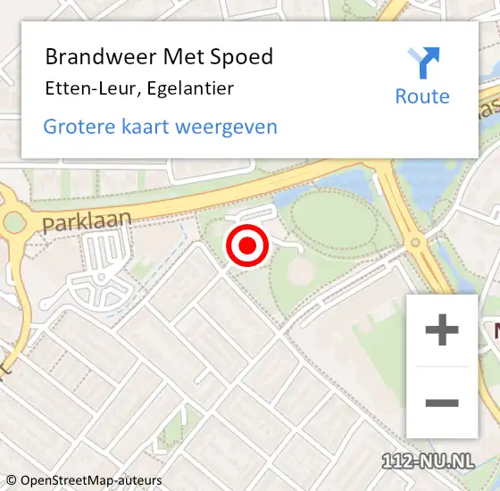 Locatie op kaart van de 112 melding: Brandweer Met Spoed Naar Etten-Leur, Egelantier op 27 oktober 2024 19:14