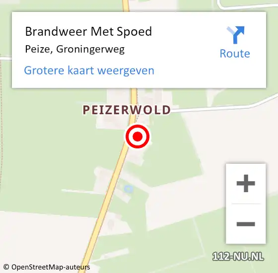 Locatie op kaart van de 112 melding: Brandweer Met Spoed Naar Peize, Groningerweg op 27 oktober 2024 19:20