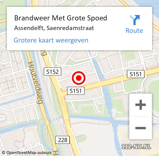 Locatie op kaart van de 112 melding: Brandweer Met Grote Spoed Naar Assendelft, Saenredamstraat op 27 oktober 2024 19:20