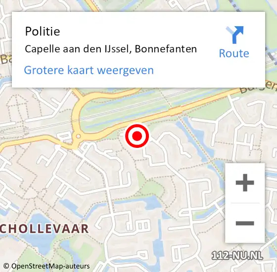 Locatie op kaart van de 112 melding: Politie Capelle aan den IJssel, Bonnefanten op 27 oktober 2024 19:36