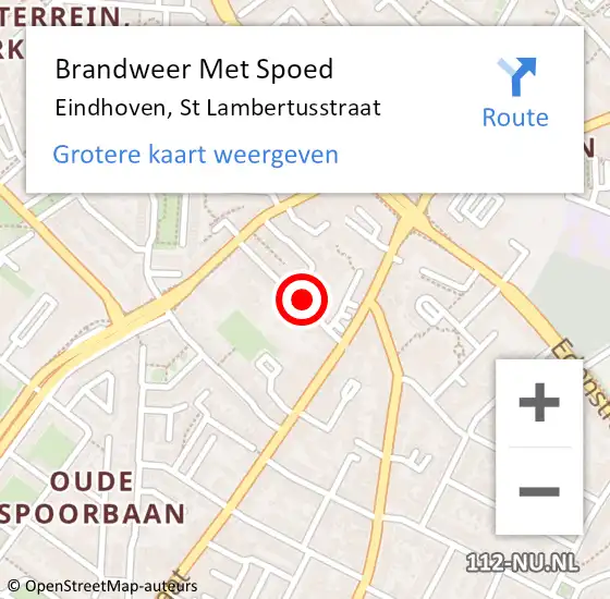 Locatie op kaart van de 112 melding: Brandweer Met Spoed Naar Eindhoven, St Lambertusstraat op 27 oktober 2024 19:45