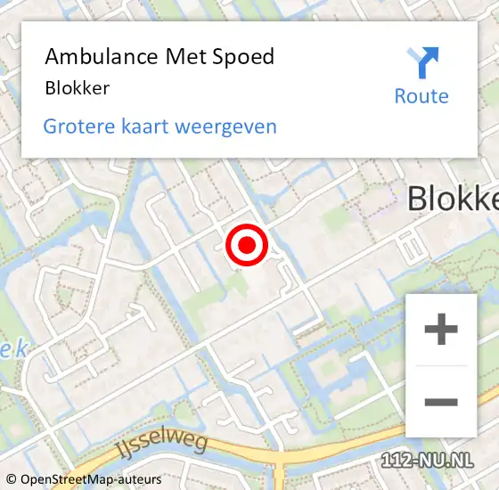 Locatie op kaart van de 112 melding: Ambulance Met Spoed Naar Blokker op 27 oktober 2024 19:46