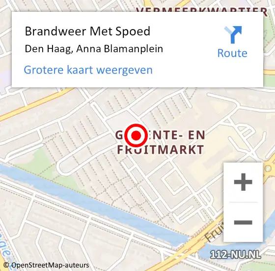 Locatie op kaart van de 112 melding: Brandweer Met Spoed Naar Den Haag, Anna Blamanplein op 27 oktober 2024 19:49