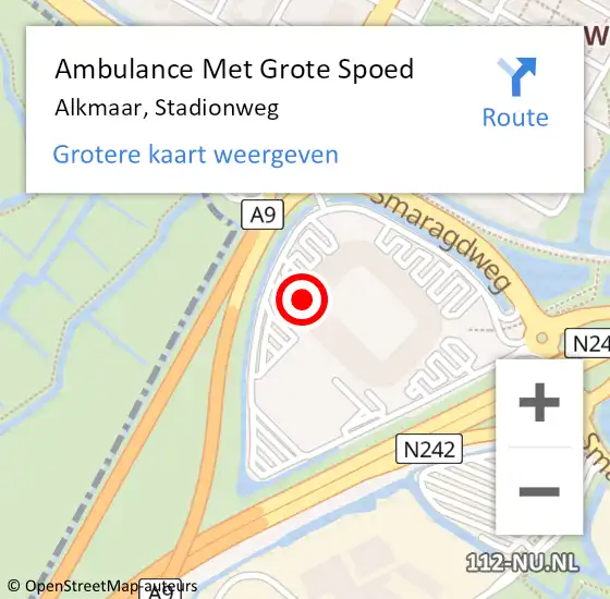 Locatie op kaart van de 112 melding: Ambulance Met Grote Spoed Naar Alkmaar, Stadionweg op 27 oktober 2024 19:59